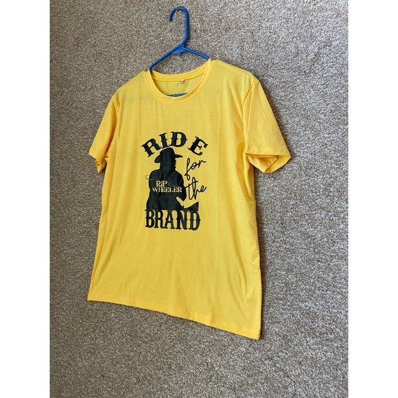 Woman’s Yellowstone Wheeler Graphic Print Yellow T Shirt Top Size XL - Picture 2 of 6